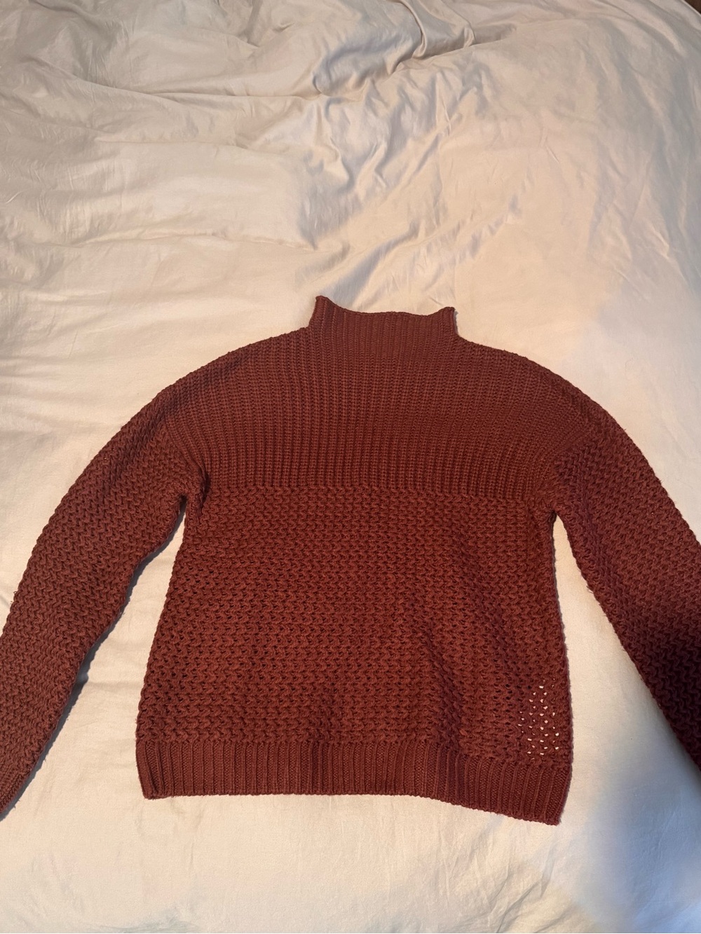 Noisy may Brick Red Turtleneck Textured Knit Sweater